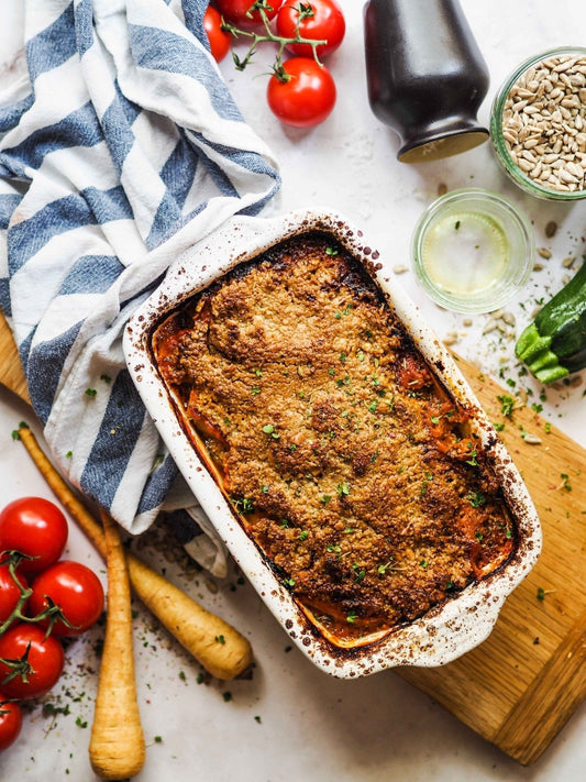 Rainbow Lasagne mit Sonnenblumenkern - ”Gehacktem”